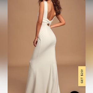 NWT Size XL Love In Your Eyes Ivory Knotted Mermaid Maxi Dress Wedding